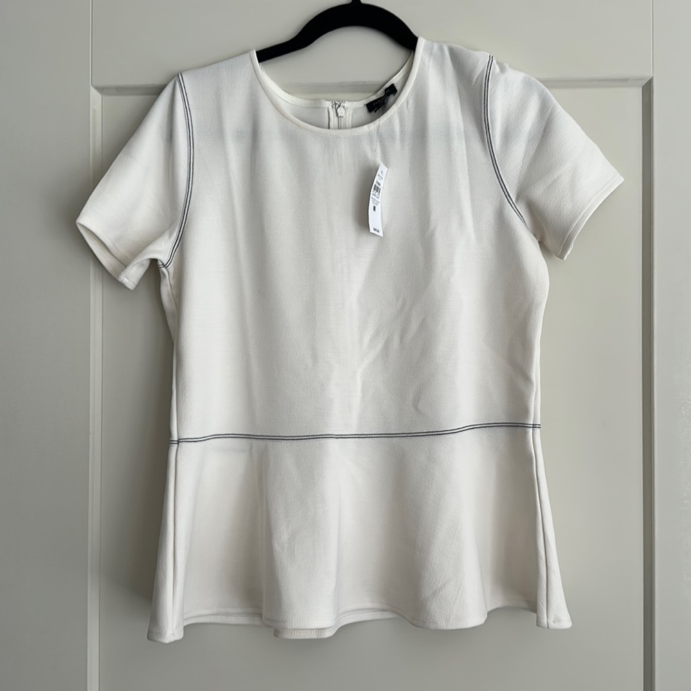 Ann Taylor Factory Women’s Medium Creme Peplum Top